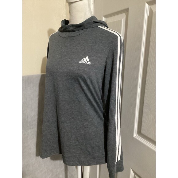 Adidas Womens Gray Primegreen Logo Long Sleeve Hoodie Sweatshirt M - Picture 3 of 5
